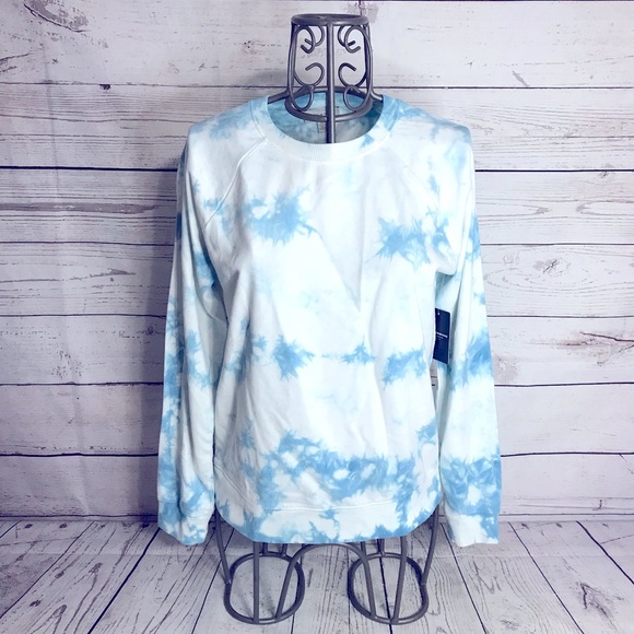 16) Lucky Brand Blue & White Tie Dye Crewneck Pullover Sweatshirt Size Small - Picture 2 of 11